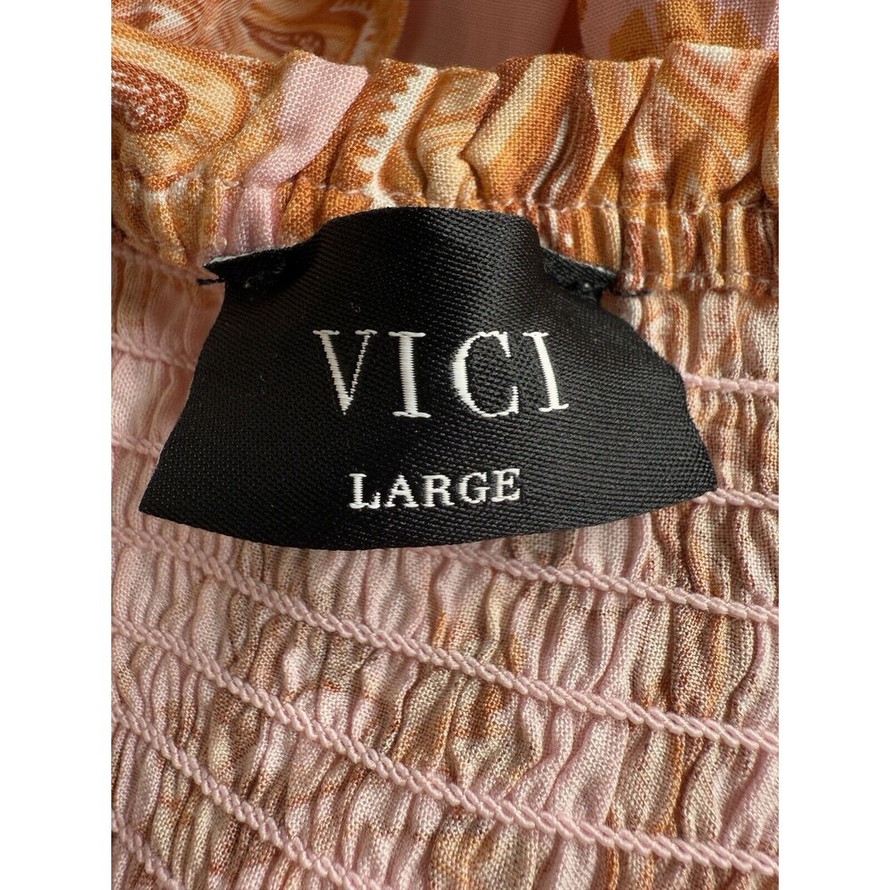 Vici Pink and Orange Pleated Midi Sundress - Picture 5 of 7